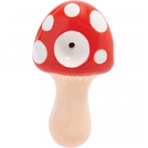 3.5" Red Mushroom Ceramic Pipe - Wacky Bowlz [CP101R]
